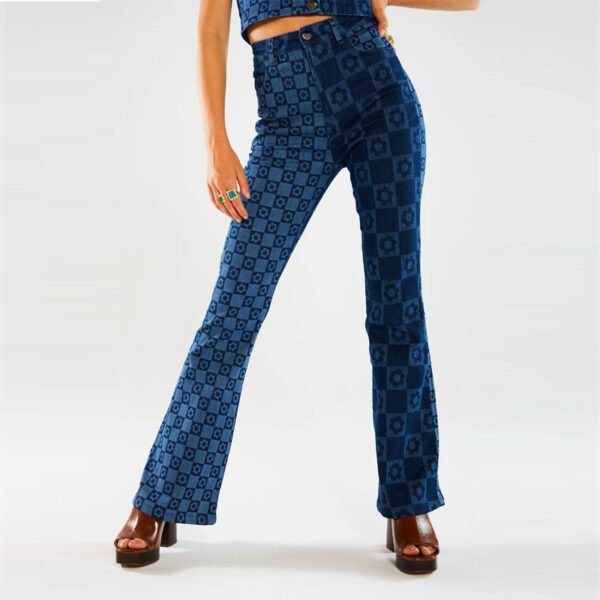 Yin Yang Two Tone Denim Pants - Image 4
