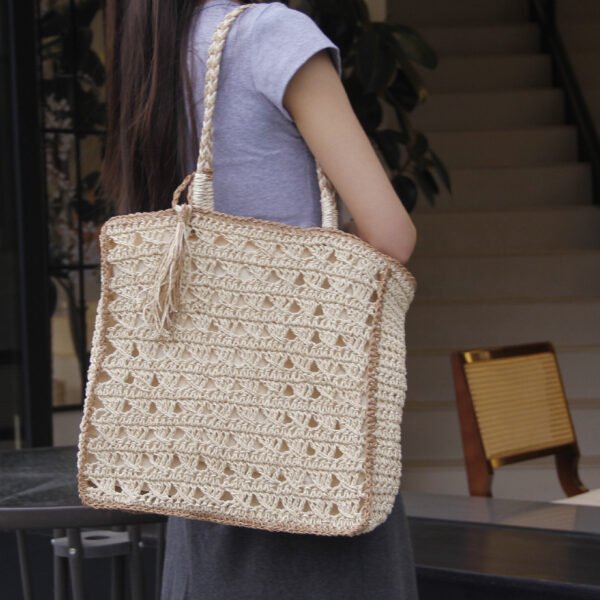 Seaside Fringe Straw Tote - Image 5