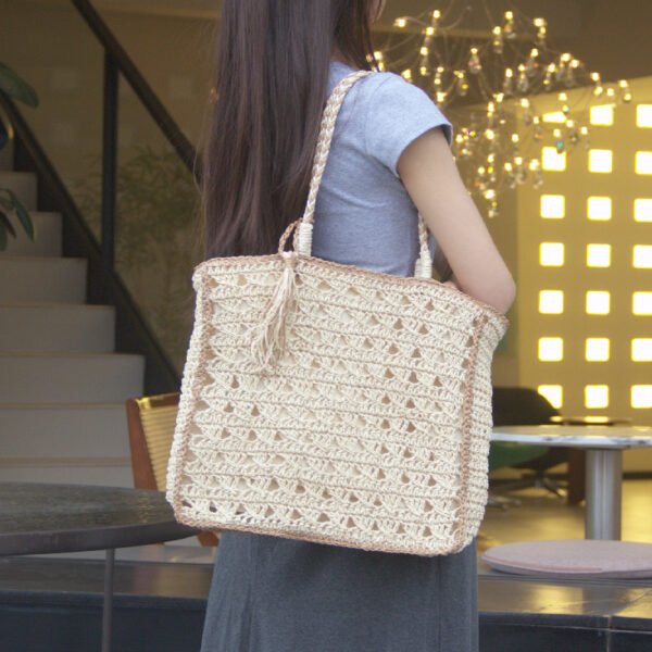 Seaside Fringe Straw Tote - Image 7