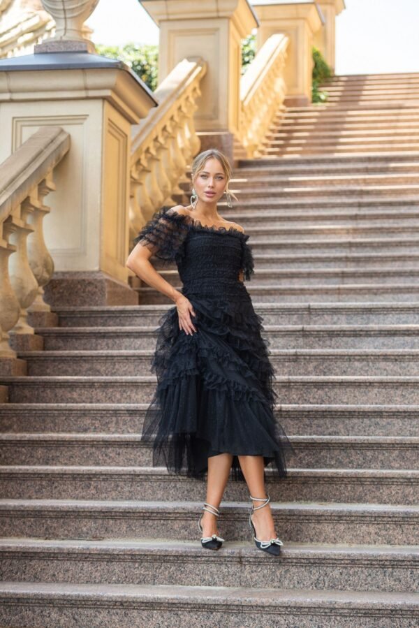 Off-Shoulder Mesh Dress - Image 2