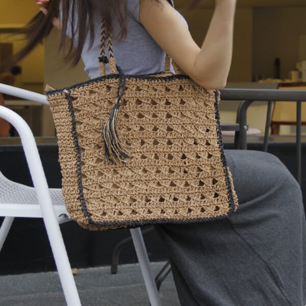 Seaside Fringe Straw Tote - Image 6