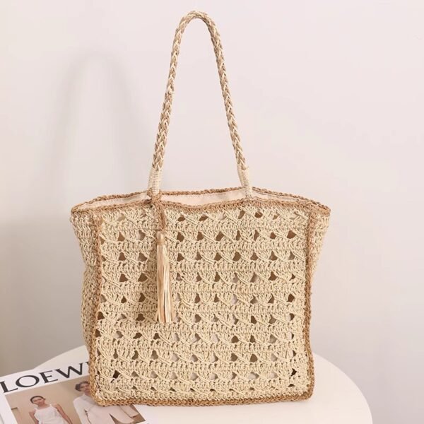 Seaside Fringe Straw Tote - Image 2