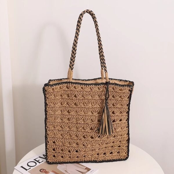 Seaside Fringe Straw Tote - Image 3
