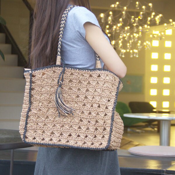 Seaside Fringe Straw Tote - Image 4
