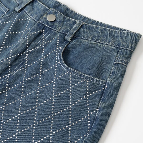 Crystal Grid Split Jeans - Image 4