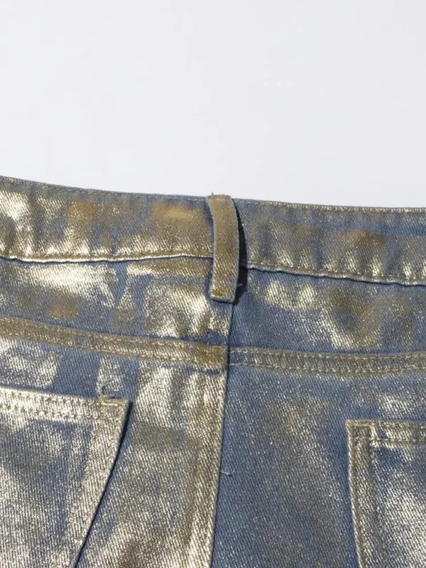 Colorblock Patchwork Pockets Casual Denim Skirts For Women High Waist Spliced Button Temperament A Line Skirt Female Fashion - Image 7