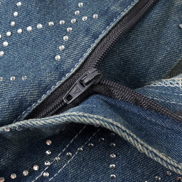 Crystal Grid Split Jeans - Image 6