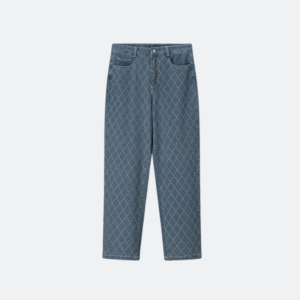 Crystal Grid Split Jeans
