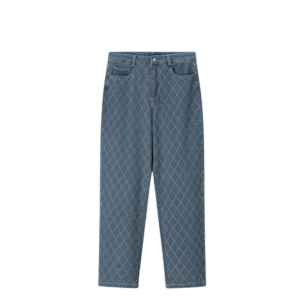 Crystal Grid Split Jeans